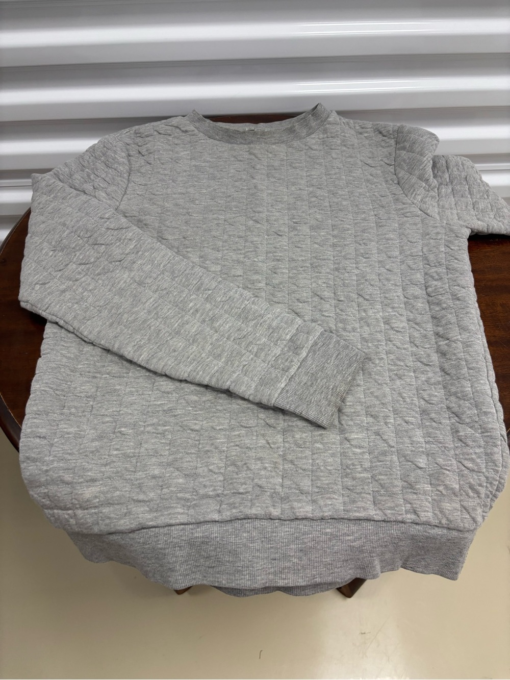 Topman Quilted Crewneck Sweatshirt in Light Gray